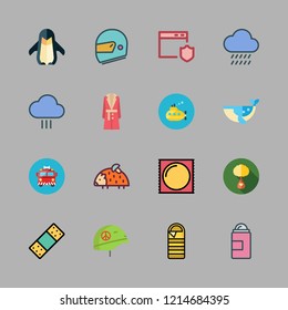 protection icon set. vector set about fire truck, hedgehog, helmet and band aid icons set.