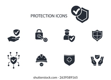 protection icon set.vector.Editable stroke.linear style sign for use web design,logo.Symbol illustration.