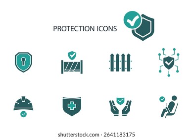 protection icon set.vector.Editable stroke.linear style sign for use web design,logo.Symbol illustration.