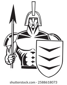 Protection icon in spartan warrior in black and white and vector format.