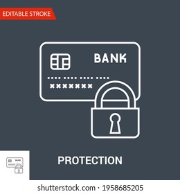 Protection Icon. Thin Line Vector Illustration - Adjust stroke weight - Expand to any Size - Easy Change Colour - Editable Stroke