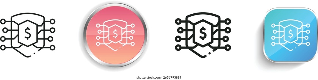 icono de protección. Diseño de estilo lineal delgado, regular y de Botón aislado sobre fondo blanco