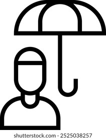icono de protección. Diseño de estilo lineal delgado aislado sobre fondo blanco