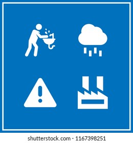 protection icon. This set with hygiene, warning, factory and raining vector icons for mobile and web