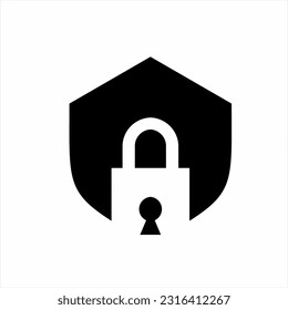 Protection icon vector. Padlock illustration design with shield. Unique padlock icon.