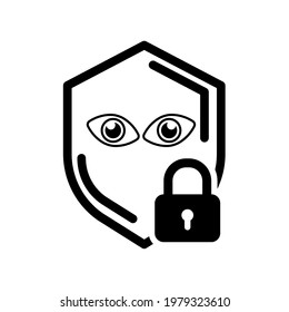 Protection icon vector. Safety icon with the retina of the eye. Vector illustration isolated on a blank background that can be edited and replaced with color.