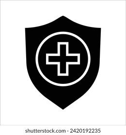 icono de protección vectorial seguridad ilustración de medicina, símbolo web de línea delgada sobre fondo blanco - ilustración de vector de trazo editable eps10
