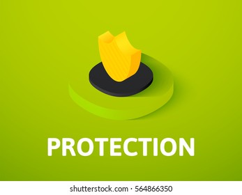 Protection icon, vector symbol in flat isometric style isolated on color background