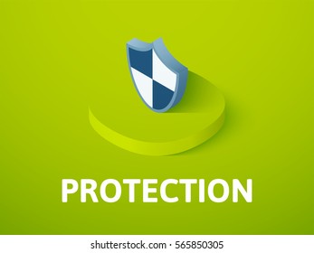 Protection icon, vector symbol in flat isometric style isolated on color background