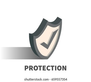 Protection icon, vector symbol in isometric 3D style isolated on white background.