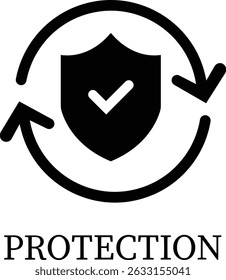 Protection icon.Essential items for ensuring worker protection and site safety compliance.Containing security, safety, defense solid collection. Vector illustration.For website design, logo etc.