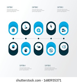 Protection icons colored set with head protection, chemical storage, corrosive chemical and other lightning elements. Isolated vector illustration protection icons.