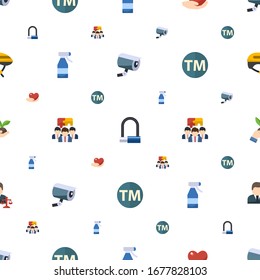 protection icons pattern seamless. Included editable flat security camera, Bike padlock, caring, Spray bottle, Team building, Trademark icons. protection icons for web and mobile.