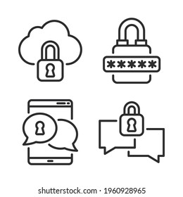 protection icons set = cloud locked, password, smartphone, encryption . Perfect for website mobile app, app icons, presentation, illustration and any other projects.