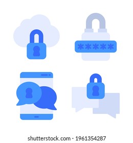 protection icons set = cloud locked, password, smartphone, encryption . Perfect for website mobile app, app icons, presentation, illustration and any other projects.