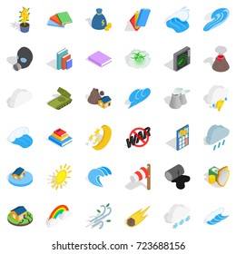 Protection icons set. Isometric style of 36 protection vector icons for web isolated on white background