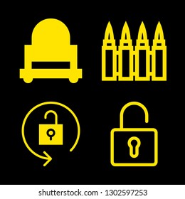 protection icons set with padlock, bullets and lock vector set