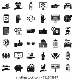 Protection icons set. Simple style of 36 protection vector icons for web isolated on white background