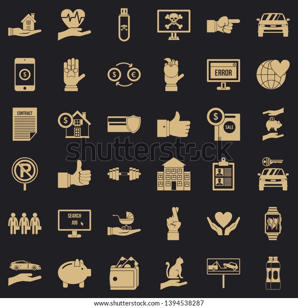 Protection icons set. Simple style of 36\
protection vector icons for web for any\
design