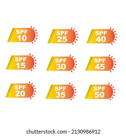 Protection icons for sunscreen packaging. UV protection for skin. 