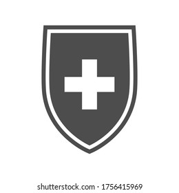 Protection of immunity graphic icon. Shield immune system concept. Protection health sign isolated on white background. Vector illustration 