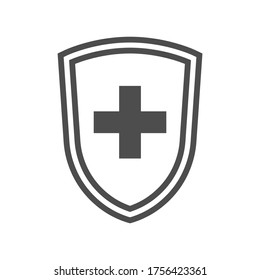 Protection of immunity graphic icon. Shield immune system concept. Protection health sign isolated on white background. Vector illustration 