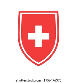 Protection of immunity graphic icon. Shield immune system concept. Protection health sign isolated on white background. Vector illustration 