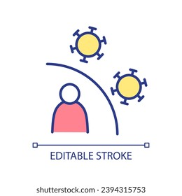 Protección contra enfermedades infecciosas Icono de color RGB. Sistema inmune fuerte. Seguridad frente a la propagación de enfermedades virales Isolación de ilustraciones vectoriales. Dibujo de línea simple relleno. Trazo editable