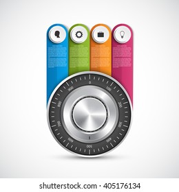 Protection information. Combination safe lock design concept infographics. 