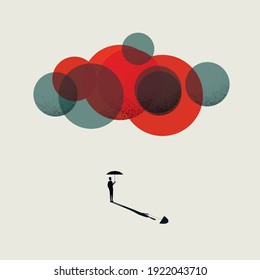 Protection from information overload vector concept. Symbol of stress, under pressure environment. Eps10 illustration. Minimal art.