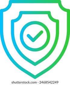 Protection inspection icon with blue and green gradient outline style. protect, shield, safety, protection, technology, concept, secure. Vector Illustration