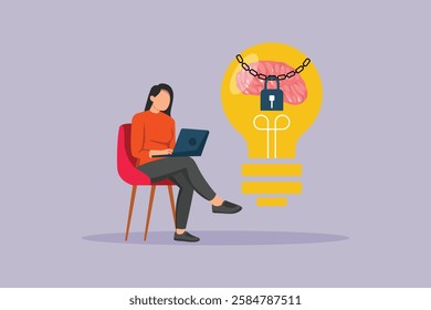 Protection of intellectual property concept. Colored flat vector illustration isolated.