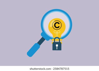 Protection of intellectual property concept. Colored flat vector illustration isolated.