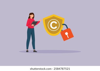 Protection of intellectual property concept. Colored flat vector illustration isolated.