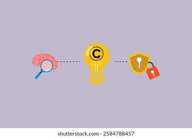 Protection of intellectual property concept. Colored flat vector illustration isolated.