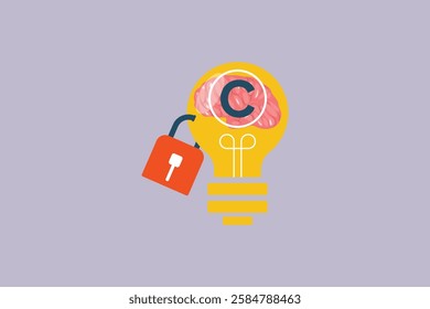 Protection of intellectual property concept. Colored flat vector illustration isolated.