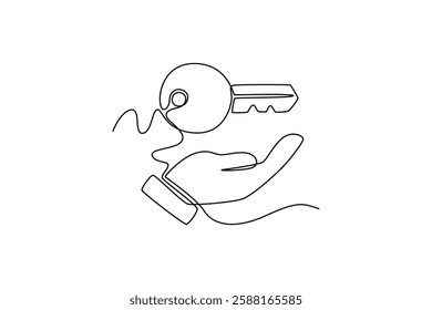 Protection of intellectual property concept. Single line draw design vector graphic illustration.	