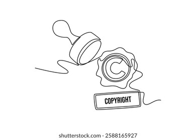 Protection of intellectual property concept. Single line draw design vector graphic illustration.	