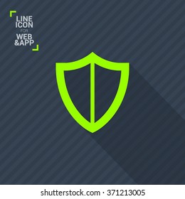 Protection isolated minimal single flat icon. shield line vector icon for websites and mobile minimalistic flat design.