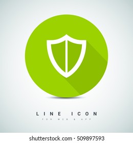 Protection isolated minimal single flat icon. shield line vector icon for websites and mobile minimalistic flat design.