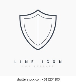 Protection isolated minimal single flat icon. shield line vector icon for websites and mobile minimalistic flat design.