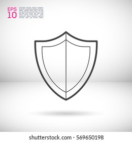 Protection isolated minimal single flat icon. shield line vector icon for websites and mobile minimalistic flat design.