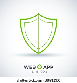 Protection isolated minimal single flat icon. shield line vector icon for websites and mobile minimalistic flat design.