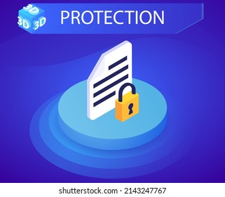 Protection isometric design icon. Vector web illustration. 3d colorful concept