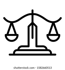 Protection justice balance icon. Outline protection justice balance vector icon for web design isolated on white background