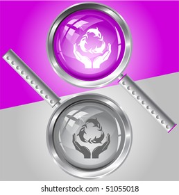 Protection killer whale. Vector magnifying glass.