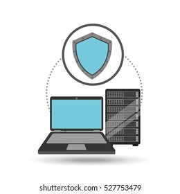 protection laptop data server vector illustration eps 10