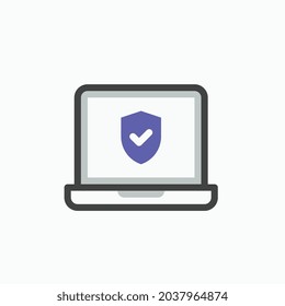 protection laptop Line colour icon for business website,apps, and many more