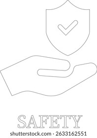 Protection line art icon.Essential items for ensuring worker protection and site safety.Containing security, safety, defense solid collection. Vector illustration.For website design, logo etc.