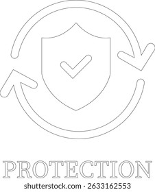 Protection line art icon.Essential items for ensuring worker protection and site safety.Containing security, safety, defense solid collection. Vector illustration.For website design, logo etc.